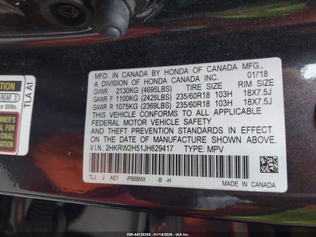2018 HONDA CR-V 2HKRW2H51JH629417 Photo 8