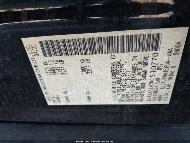 Nissan Maxima Sr Xtronic Cvt 2021 1N4AA6EV7MC510770 Image 9
