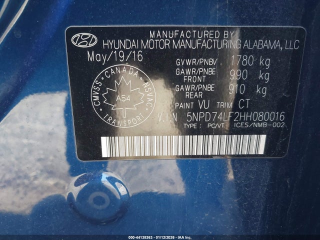 Продаж на аукціоні авто 2017 Hyundai Elantra Le, vin: 5NPD74LF2HH080016, номер лоту: 44138363