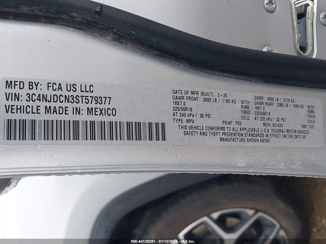 Продаж на аукціоні авто 2025 Jeep Compass Limited 4x4, vin: 3C4NJDCN3ST579377, номер лоту: 44138391