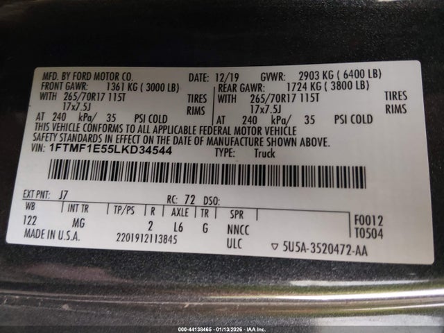 Ford F-150 Xlt 2020 1FTMF1E55LKD34544 Image 9