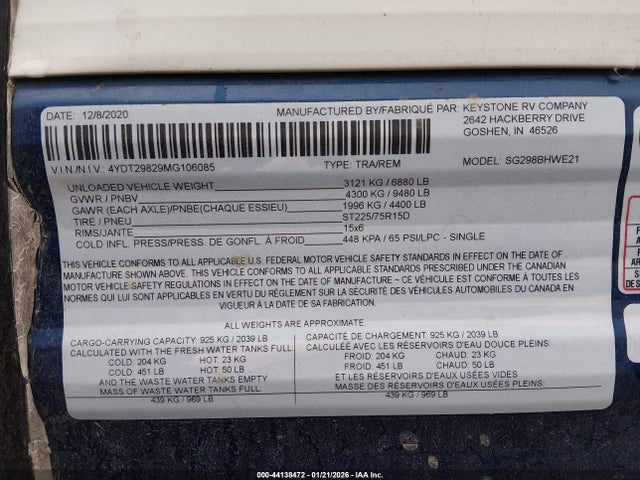 4YDT29829MG106085 Keystone Springdale 298
