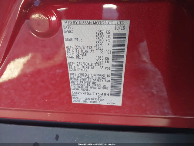 Nissan ROGUE SV 2019 5N1AT2MT2KC719484 Image 9