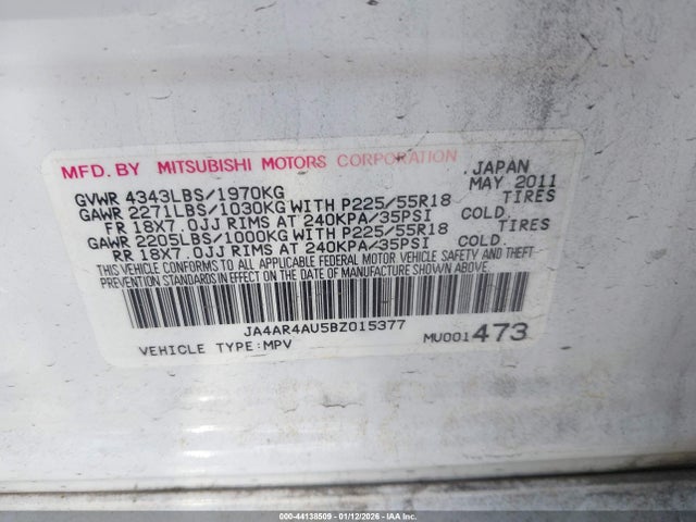 2011 MITSUBISHI OUTLANDER SPORT JA4AR4AU5BZ015377 Photo 8