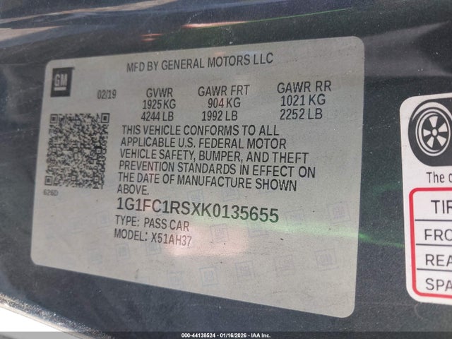 2019 CHEVROLET CAMARO 1G1FC1RSXK0135655 Photo 8