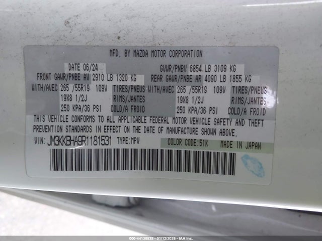 JM3KKBHA9R1181531 Mazda Cx-90 Phev Preferred