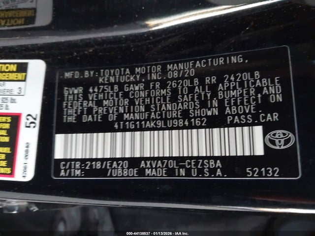 4T1G11AK9LU984162 Toyota CAMRY SE