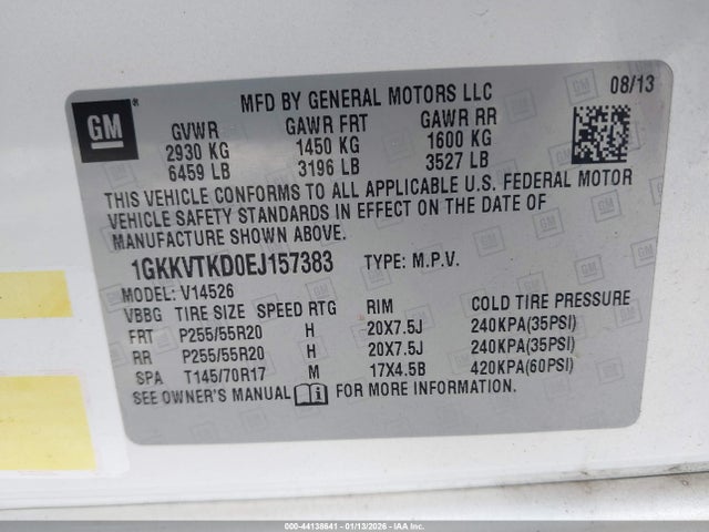 Aukcja sprzedaży 2014 Gmc Acadia Denali, vin: 1GKKVTKD0EJ157383, numer aukcji: 44138641