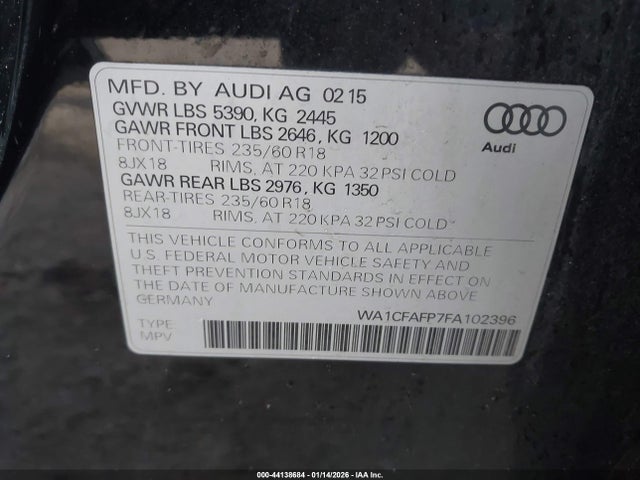 2015 AUDI Q5 WA1CFAFP7FA102396 Photo 8