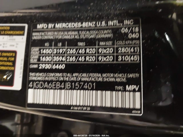 Aukcja sprzedaży 2018 Mercedes-benz Amg Gle 43 4matic, vin: 4JGDA6EB4JB157401, numer aukcji: 44138720