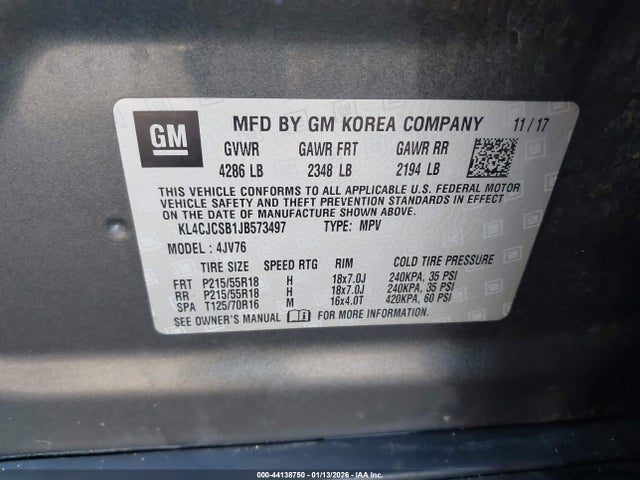 Продаж на аукціоні авто 2018 Buick Encore Essence, vin: KL4CJCSB1JB573497, номер лоту: 44138750