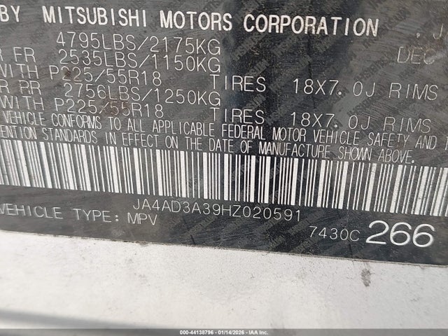 2017 MITSUBISHI OUTLANDER JA4AD3A39HZ020591 Photo 8