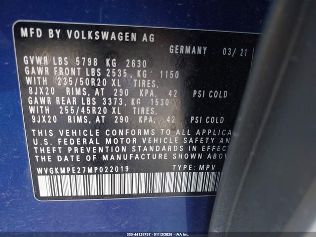 WVGKMPE27MP022019 Volkswagen ID.4 PRO S