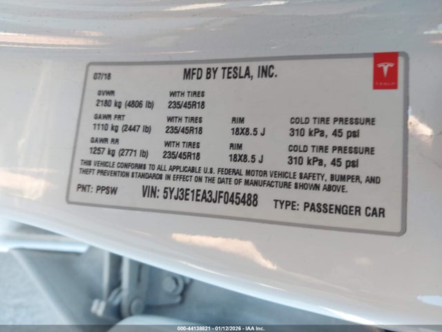 2018 TESLA MODEL 3 5YJ3E1EA3JF045488 Photo 8