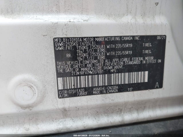 2T3N1RFV7MW207691 Toyota Rav4 Limited