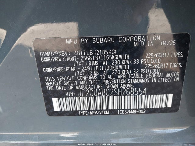 2025 SUBARU CROSSTREK JF2GUABC2SH268554 Photo 8