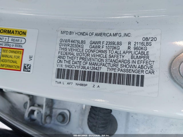 1HGCV1F39LA126427 Honda Accord Sport