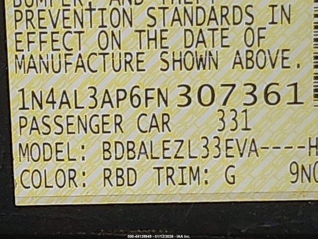 1N4AL3AP6FN307361 Nissan Altima 2.5 S