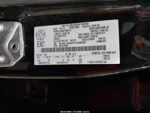 5LMCJ2A91FUJ04025 Lincoln MKC