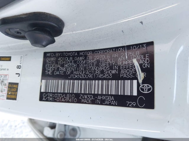 Toyota Prius Four 2014 JTDKN3DU9E1745453 Image 9