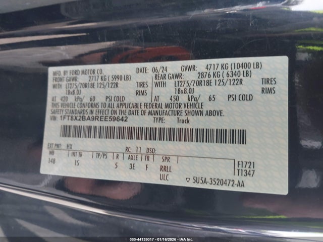 Продажа на аукционе авто 2024 Ford F-250 Xl, vin: 1FT8X2BA9REE59642, номер лота: 44139017