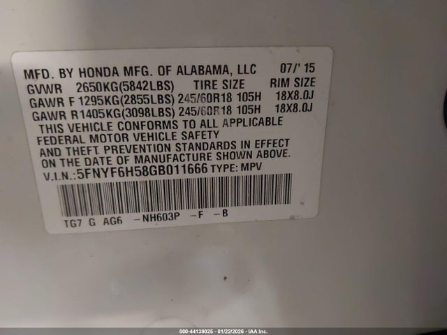 2016 HONDA PILOT 5FNYF6H58GB011666 Photo 8