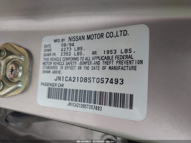 Aukcja sprzedaży 1995 Nissan Maxima Gle/gxe/se, vin: JN1CA21D8ST057493, numer aukcji: 44139031