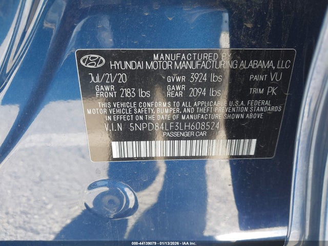 5NPD84LF3LH608524 Hyundai ELANTRA SEL