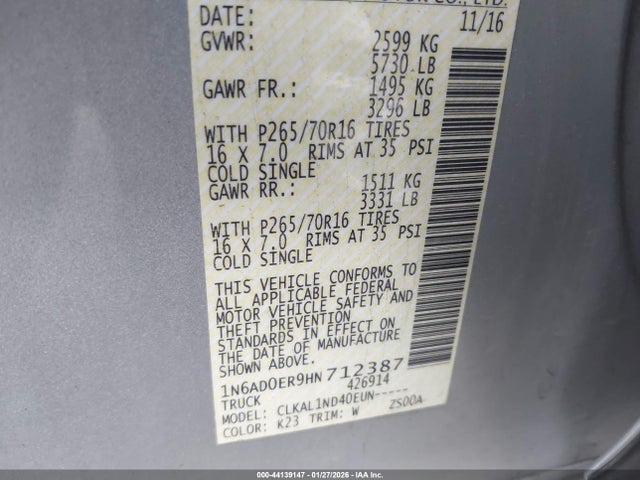 1N6AD0ER9HN712387 Nissan FRONTIER S