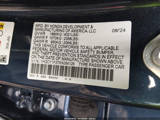 Продаж на аукціоні авто 2024 Honda Accord Ex, vin: 1HGCY1F37RA084128, номер лоту: 44139152