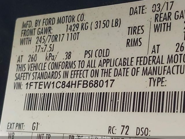 2017 FORD F-150 1FTEW1C84HFB68017 Photo 8