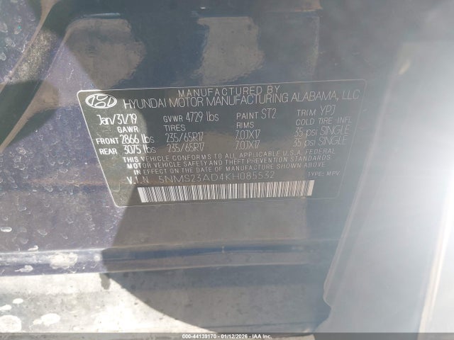 5NMS23AD4KH085532 Hyundai Santa Fe Se