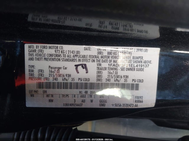 1FADP3F21EL419137 Ford FOCUS SE