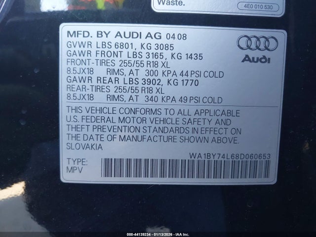 2008 AUDI Q7 WA1BY74L68D060653 Photo 8