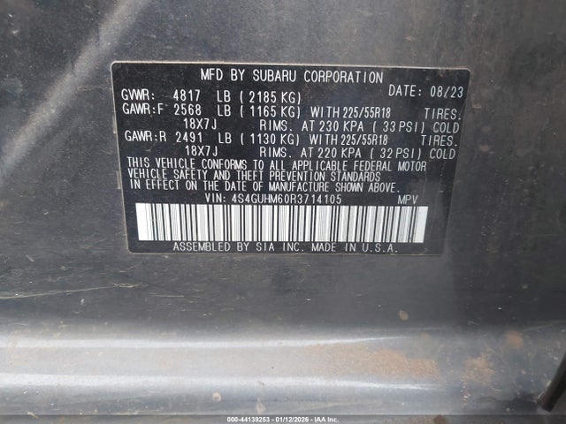 4S4GUHM60R3714105 Subaru Crosstrek Limited