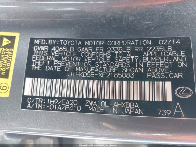 Lexus CT 200H 2014 JTHKD5BHXE2185083 Image 9