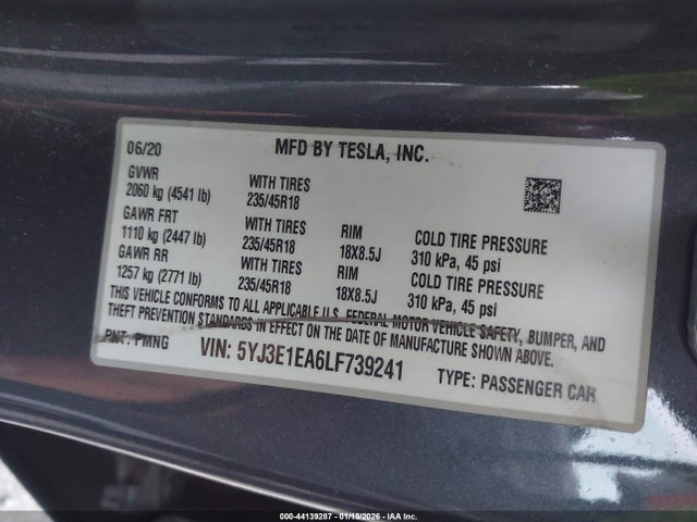 2020 TESLA MODEL 3 5YJ3E1EA6LF739241 Photo 8