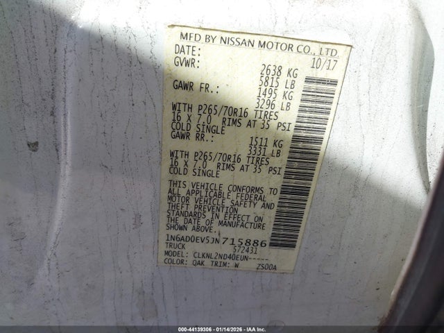 1N6AD0EV5JN715886 Nissan Frontier Sv