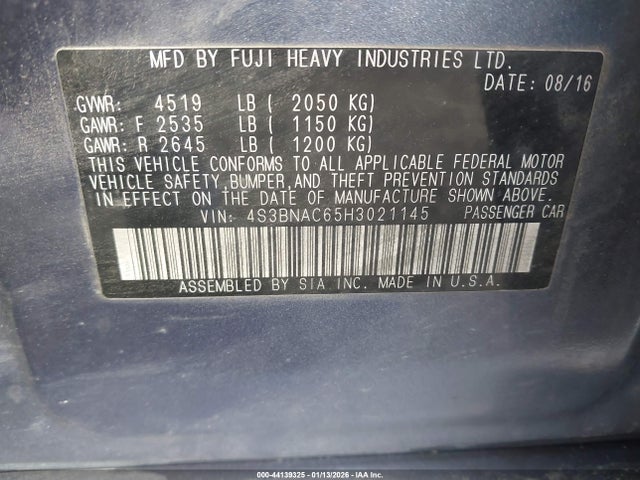 Subaru Legacy 2.5i Premium 2017 4S3BNAC65H3021145 Image 9