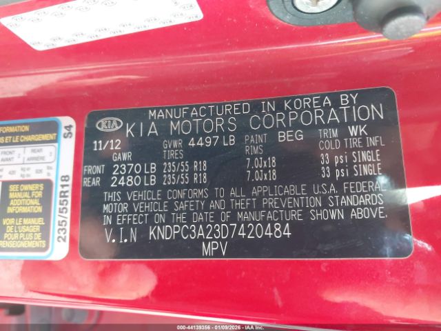 2013 KIA SPORTAGE KNDPC3A23D7420484 Photo 8