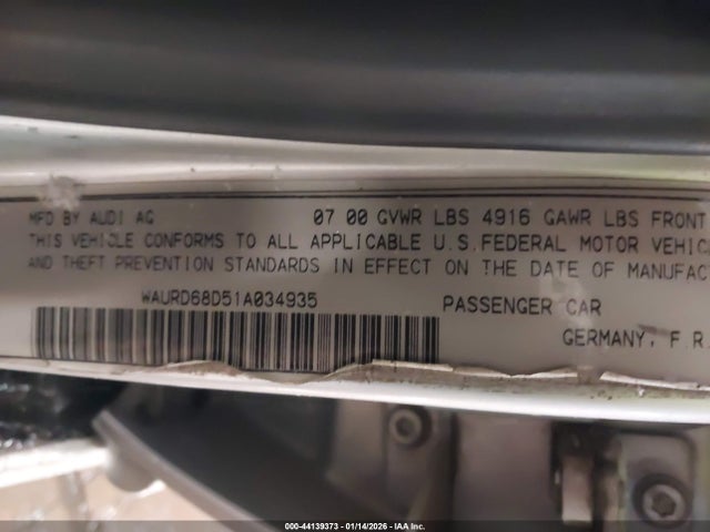 2001 AUDI S4 WAURD68D51A034935 Photo 8