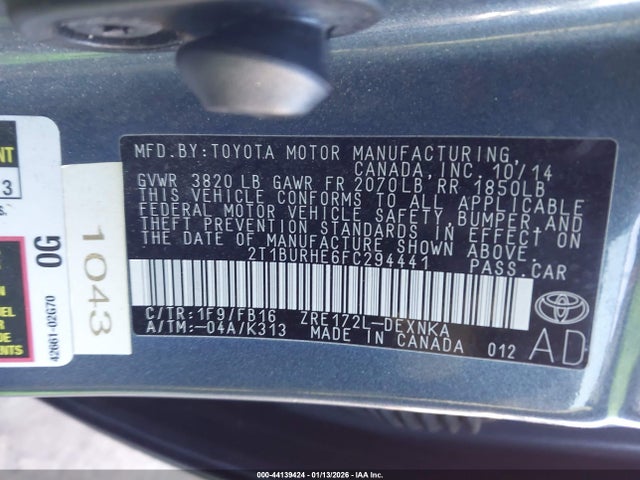 Toyota COROLLA LE 2015 2T1BURHE6FC294441 Image 9