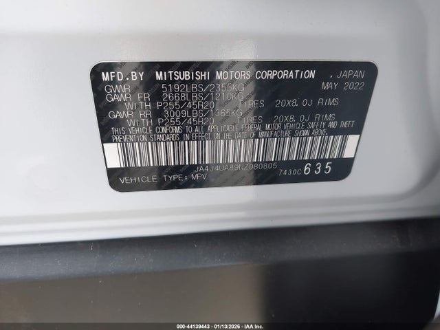 2022 MITSUBISHI OUTLANDER JA4J4UA89NZ080805 Photo 8