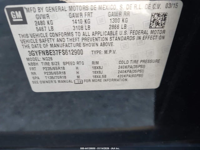 2015 CADILLAC SRX 3GYFNBE37FS612900 Photo 8