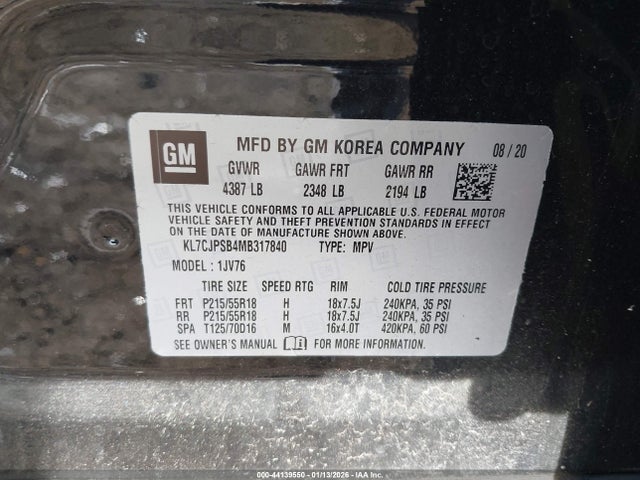 2021 CHEVROLET TRAX KL7CJPSB4MB317840 Photo 8