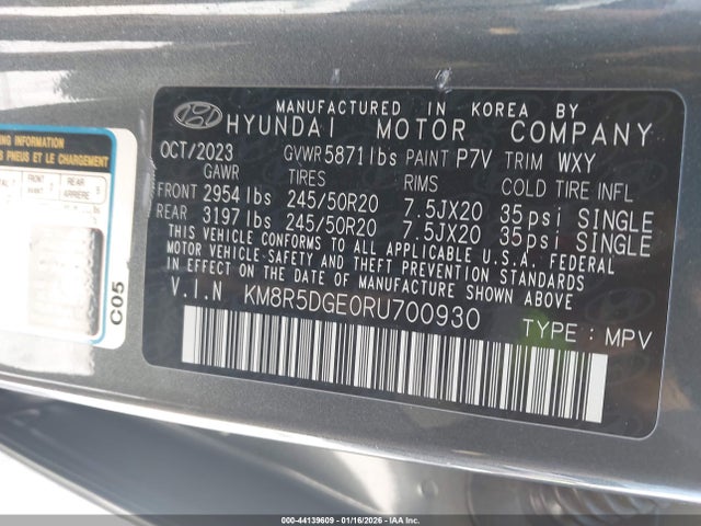 Aukcja sprzedaży 2024 Hyundai Palisade Limited, vin: KM8R5DGE0RU700930, numer aukcji: 44139609
