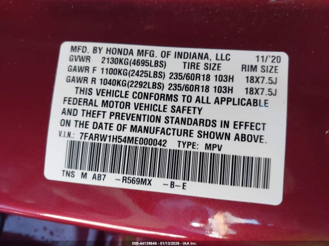 7FARW1H54ME000042 Honda Cr-v 2wd Ex