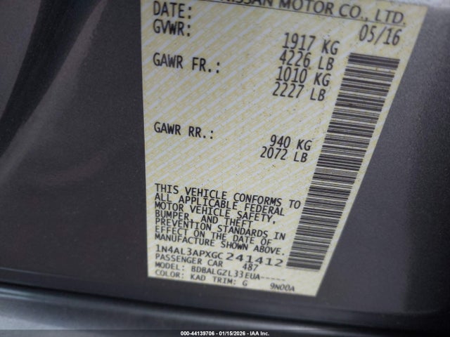 1N4AL3APXGC241412 Nissan Altima 2.5 S