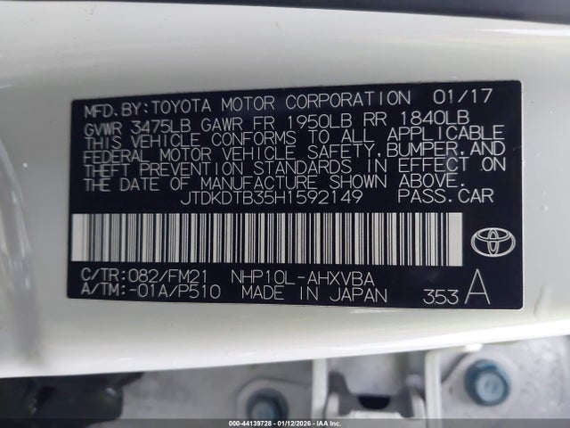 JTDKDTB35H1592149 Toyota Prius C Two