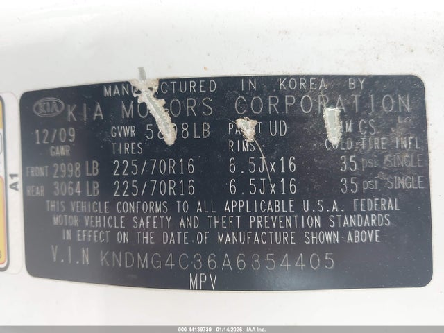 2010 KIA SEDONA KNDMG4C36A6354405 Photo 8